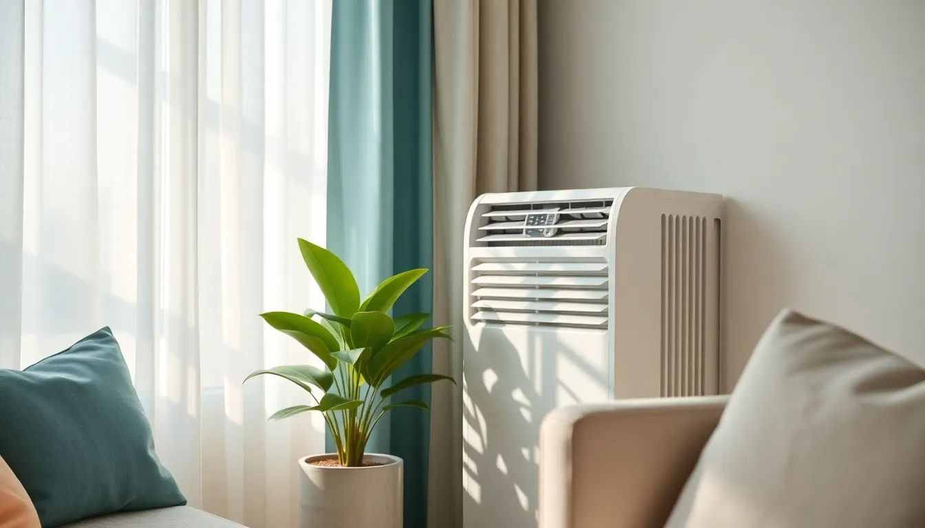 자취방에 설치된 심플한 디자인의 창문형 에어컨